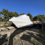 Shrink Wrap Bootsschutz in Kroatien – Installation mit Tür-Reißverschluss und Belüftungssystem, Dry Dock by TriM Nautica Biograd